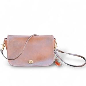 Coach Vintage Nyc New York City Saddle Bag Brown & Gemstone Keychain